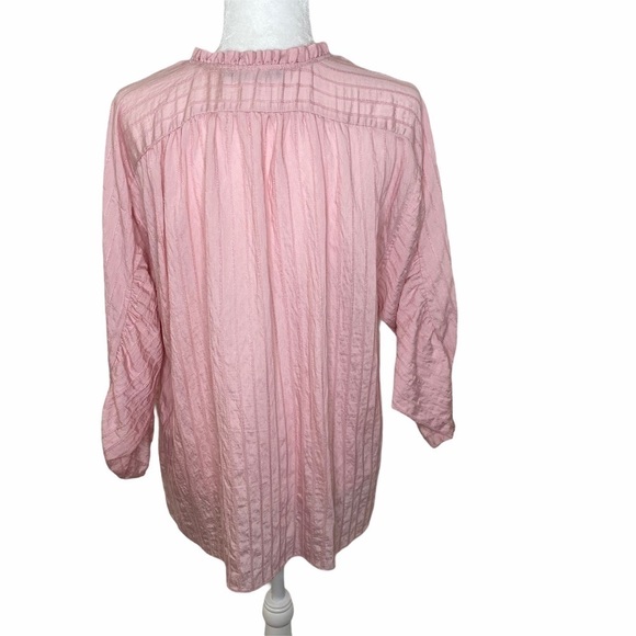 ZARA Pink Textured Ruffled Neckline Blouse - Picture 3 of 6